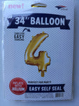 SoNice Mylar & Foil Gold Number 4 34″ Balloon