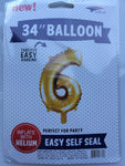 Gold Number 6 34″ Balloon