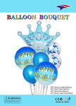 SoNice Mylar & Foil Happy Birthday Crown Blue Bouquet Kit