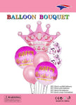 SoNice Mylar & Foil Happy Birthday Crown Pink Bouquet Kit