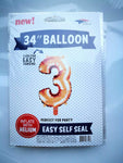 SoNice Mylar & Foil Rose Gold Number 3 34″ Balloon