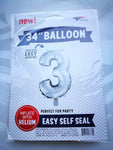 Silver Number 3 34″ Balloon