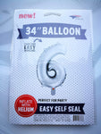 Silver Number 6 34″ Balloon