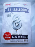 SoNice Mylar & Foil Silver Number 8 34″ Balloon