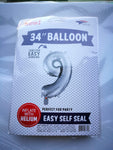 Silver Number 9 34″ Balloon