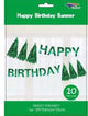 Banner de feliz cumpleaños verde esmeralda con borlas