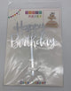 Happy Birthday Cake Topper Silver