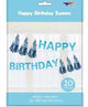 Banner de feliz cumpleaños azul claro con borlas
