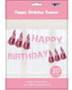 Banner rosa claro de feliz cumpleaños con borlas