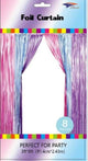 Pastel Pink Lavender Blue 3’ x 8′ Metallic Foil Curtain Unicorn