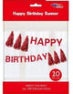 Banner de feliz cumpleaños rojo con borla