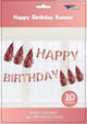 Banner de feliz cumpleaños de oro rosa con borlas
