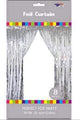 Silver 3’ x 8′ Metallic Fringe Foil Curtain