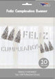 Silver Feliz Cumpleaños & Tassels 10′ Banner