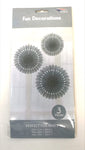 SoNice Party Supplies Silver Tissue Fans Decorations (3 count)