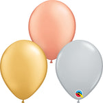 Tri Color Metallic Assortment 5″ Latex Balloons by Qualatex from Instaballoons