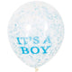 Látex transparente It's A Boy de 12" con confeti azul (6 unidades)