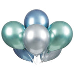 Unique Latex Blue, Green & Silver Platinum 11″ Latex Balloons (6 count)