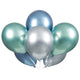 Globos de látex azul, verde y plateado platino de 11″ (6 unidades)