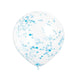 Clear Latex Prefilled Balloons with Powder Blue Confetti 12″ (6)