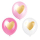 Globos de látex de 12″ con estampado metálico de corazón dorado (6 unidades)