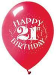 Unique Latex Happy 21st Birthday 12" Latex Balloons (6 count)