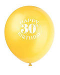 Unique Latex Happy 30th Birthday 12" Latex Balloons (6 count)