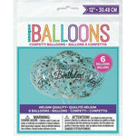 Unique Latex Happy Birthday Clear 12" Latex Balloons with Confetti (6 count)