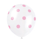 Unique Latex Lovely Pink 12" Latex Balloons With Polka Dots (6)