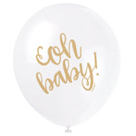 Unique Latex Oh Baby! Baby Shower Balloons — 12" Latex Printed (pack of 8)