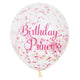 Globos de látex transparentes de princesa de cumpleaños rosa sin relleno con confeti — Látex de 12" (paquete de 6)