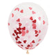 Globos de látex transparentes de 16" precargados con confeti en forma de corazón (5)