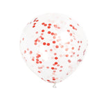 Unique Latex Ruby Red 12" Clear Confetti Balloons (pack of 6)