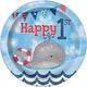 Platos de ballena náutica Happy 1st Birthday 7" (8 unidades)