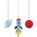 Unique Outer Space Hanging Honeycomb Decorations (3 count)
