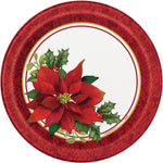 Unique Partly Supplies Holly Poinsettia Christmas Plates 9″ (8 count)
