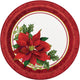 Holly Poinsettia Christmas Plates 9″ (8 count)
