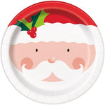 Unique Partly Supplies Holly Santa Christmas Plates 9″ (8 count)