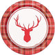 Plaid Deer Christmas Plates 7″ (8 count)