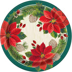 Unique Partly Supplies Red & Green Poinsettia Christmas Plates 9″ (8 count)