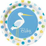 Unique Party Supplies Baby Boy Stork Plates 9″ (8 count)
