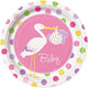 Baby Girl Stork Plates 9″