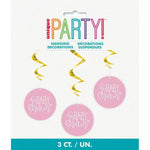 Unique Party Supplies Baby Shower Hanging Swirl Decorations 26″ (3 count)