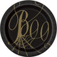 Black &amp; Gold Boo Spider Web Round 7 Platos de postre 7″ (8 unidades)