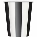 Unique Party Supplies Black Striped Paper Cups 12oz (6 count)