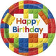 Building Blocks Happy Birthday 9" Plates (8 count)