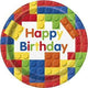 Building Blocks Happy Birthday Platos de 9" (8 unidades)