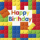 Servilletas de bloques de construcción de feliz cumpleaños (16 unidades)