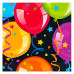 Unique Party Supplies Colorful Balloons with Black Background Beverage Napkins (16 count)