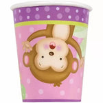 Unique Party Supplies Girl Monkey Cups 9oz (8 count)